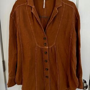 Free People Rust Button-Down Shirt